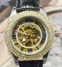 Ganador de la mujer mecánico completamente automático con el diamante personalidad de moda para mujer del reloj de regalo j274