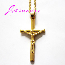 Free shipping 24k gold necklaces cross pendant necklaces Men s Woman s jewlery Jesus cross pendant