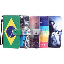 For MPIE mini 809t Case Fashion PU Stand Wallet Card Slot Leather Cover Cartoon Painting Lanyard