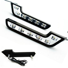 2016 Hot Sale 1Pair/ 2Pcs Universal 12V Car LED White Daytime Running Lights Auto Driving Front Fog Lamp Waterproof Vehicle Lamp