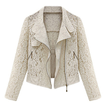 Women’s Biker Full Lace Long Sleeve Zip Up Short Jacket Outwear
