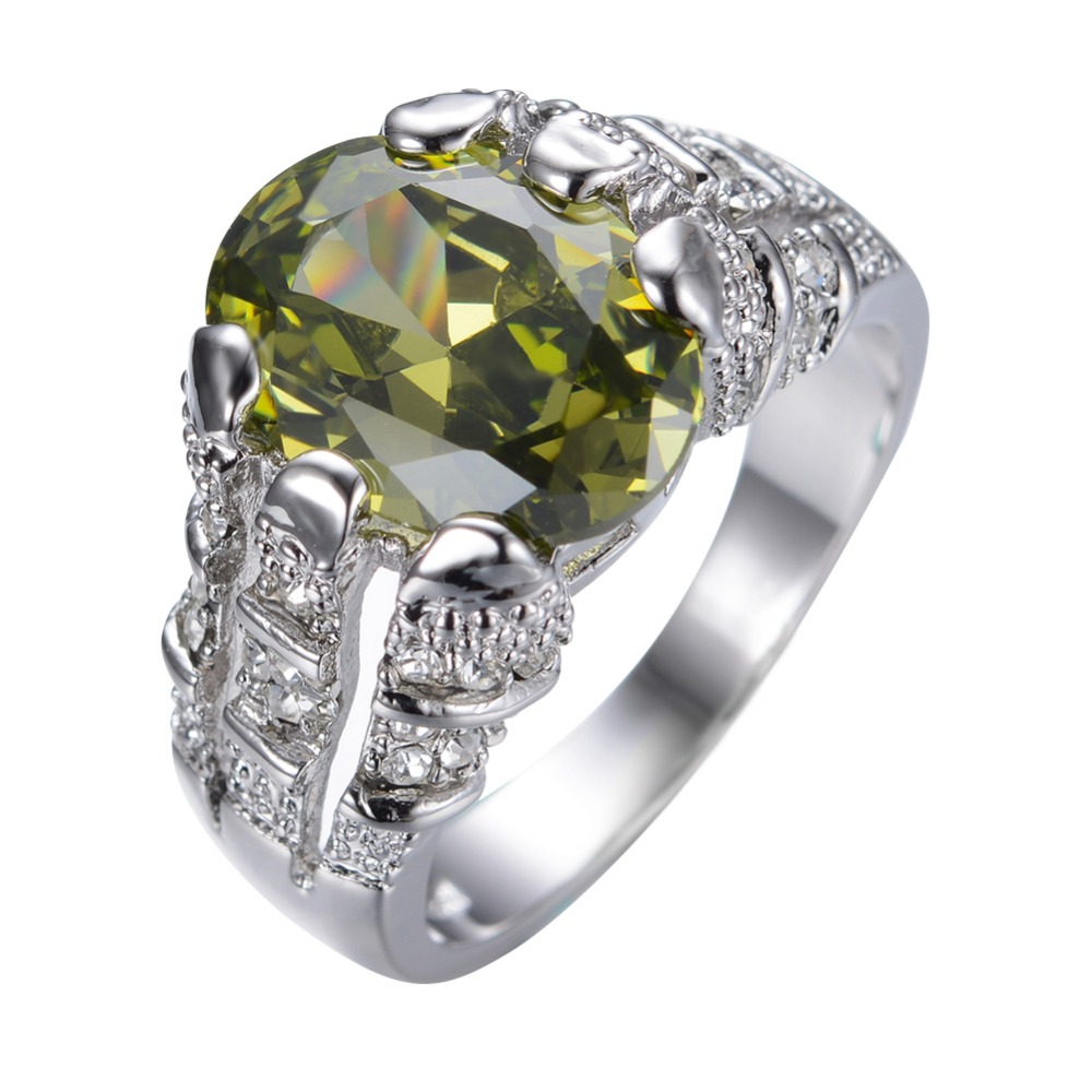 0 : Buy Male Peridot Ring White Gold Filled Jewelry Vintage Wedding Rings Promise ...