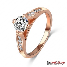 LZESHINE Brand Fashion Ring For Women 2013 Ring 18K Rose Gold Plate Rectangle Shape Zircon Stone Ring Free Shipping ITL-RI0002-b