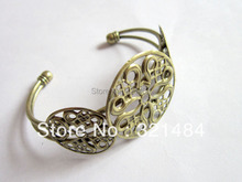 Bulk 100piece/lot Antique bronze Cameo/Cabochon Setting Bezels Filigree Round Brass Cuff Bracelet Blanks
