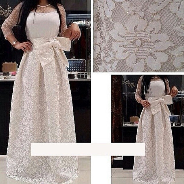 Long-Sleeves-2015-Vestidos-Bownot-Maxi-Women-Lace-Evening-Dresses ...