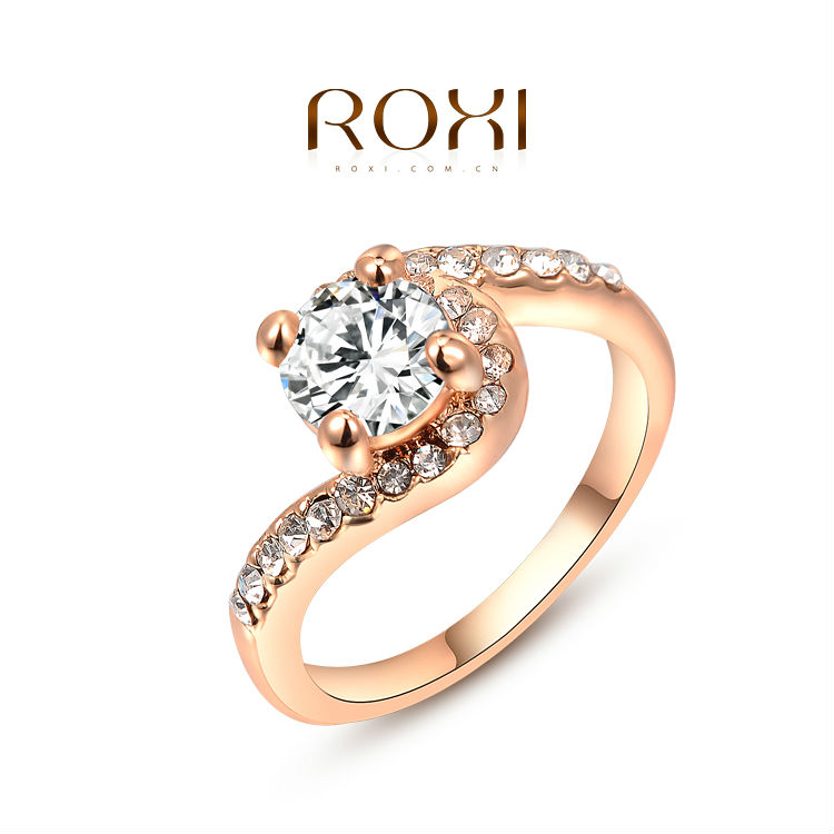 ROXI new arrival rose gold plated simple ring set with AAA Australia Crystal romantic fashion wedding