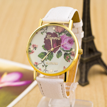 SW-094 New Fashion Geneva Watches Women Floral Quartz Watch Daisy Flower Watch hours Leather Dress wristwatch wholesale