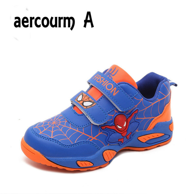 Aercourm 2016 Человек-Паук Дети Shoes Осенью Мальчиков Спортивные Shoes Открытый Дышащий Кроссовки Shoes Зимние Девушки Кроссовки 26-36