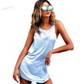 summer style women dress 2015 Lady Women s Fashion Casual Sleeveless O neck Backless Solid Mini