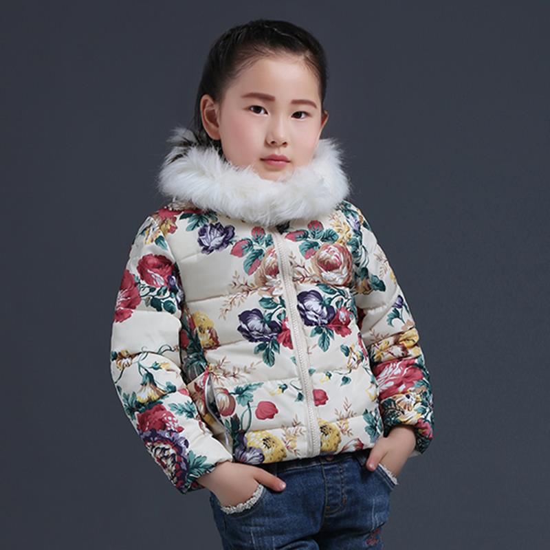 Children Girls Winter Jacket Hooded Floral Kids Parkas For Girl 3-10 Years Girls Outerwear & Coat Waterproof Warm Girls costume