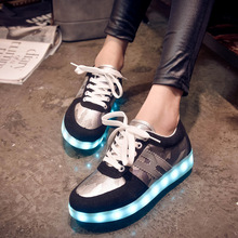 2015 Brand Women Colorful Glowing Shoes With Lights Up Led Luminous Shoes Men New Simulation Sole Led Shoes For Basket Led Girl