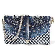 Fashion women bag 2014 new casual lady shoulder bags designer handbags high quality weaving jean bags woman purses