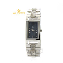 Ganador del oro estrenar moda diamante ocasional muchacha mujer rectángulo Shell cara de acero inoxidable de cuarzo relojes GW180016