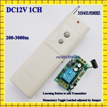 3000M 12V10A 1CH switch/toggle Learning code RF Wireless Remote Control System 3000M Transmitting Distance  315-433
