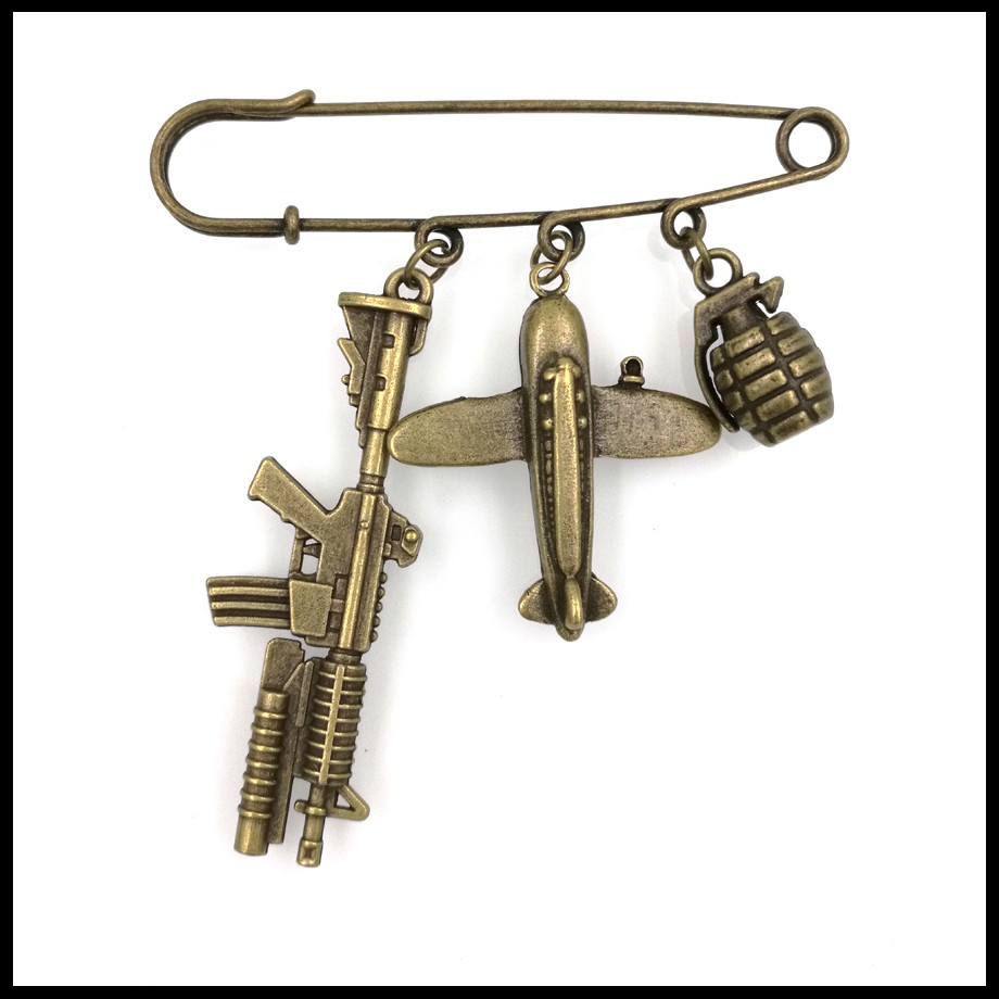 world war gun airplane peace bomb charm brooch safety pin font b kilt b font pin