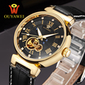 Mechanical Men s Watch Skeleton wristwatch Man watches Leather Relogio Masculino Luxury Fashion Casual Wrist