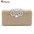 Free Shipping New Women Luxury Rhinestone Clutch Bag Good Quality Crown Full Diamond Wedding Handbag Purse