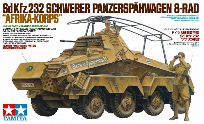 Tamiya model 35297 1/35 GERMAN 8-WHEELED HEAVY ARMORED CAR Sd.Kfz.232 AFRICA-CORPS