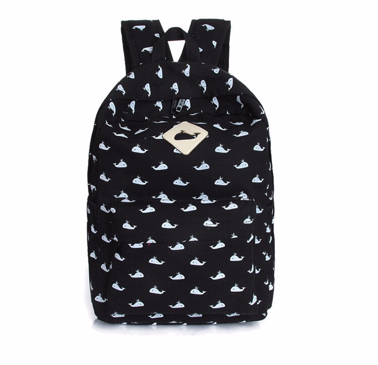 Small whales animals backpacks han edition fashion women canvas backpack girl school bags travel bag (16)