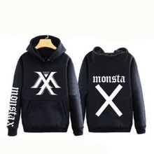 MONSTA X KPOP 2016 men women black White red gray Cotton Thicken Letters printed Sweatshirts Hoodies Hedging Autumn Winter coat