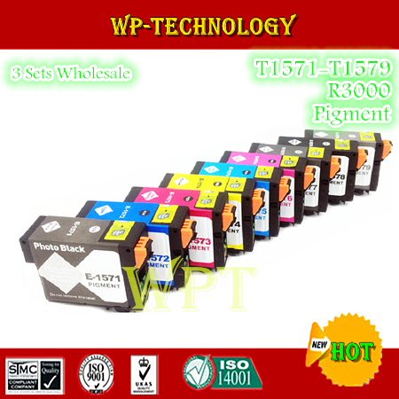 [3 sets Wholesale] Compatible ink cartridges suit for T1571 - T15794 , E-1571 suit for Epson R3000 , Full with Pigment Ink