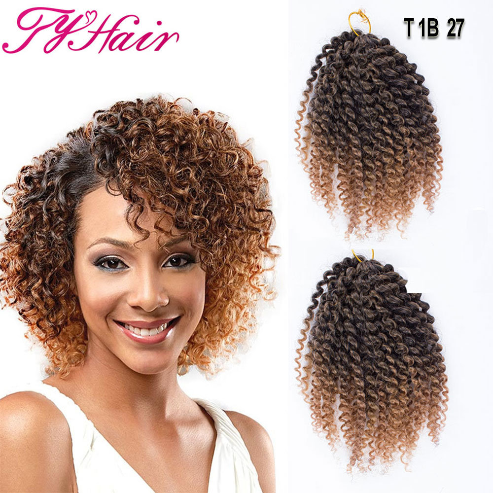 Ombre 8inch 3pcs/set Marlybob Crochet Braids Hair Curly Synthetic ...
