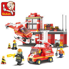 Sluban B0225 fire engine Helicopter 119 emergency Building Block Sets Minifigures Gift
