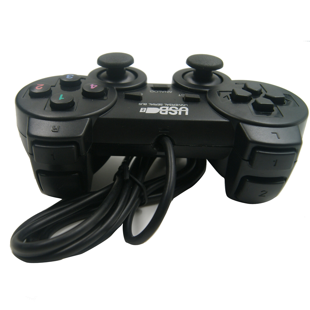 TOP Quality Black Shock Controller Gamepad with joystick shock and mini USB for pc computer game