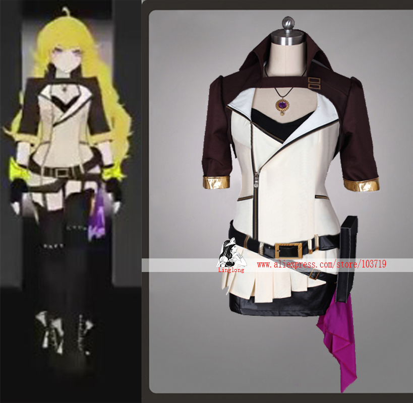 NEW RWBY 2 Yellow-Trailer Yang Xiao Long Cosplay Costume Set With Necklace High Quality