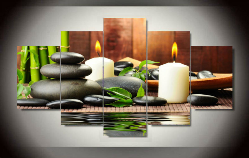 Wall Art Botanical Green Feng Shui White Candle Wall