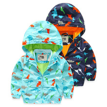 Retail 2016 Spring Fall Boys Outerwear&Coats Kids Dinosaur Pattern Jackets Handsome Casual Active Hooded Children Clothing