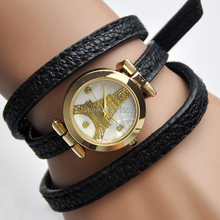 Strap Eiffel Bracelet Watch women golden Eiffel rhinestone wristwatch girl PU leather PARIS new Fashion relogio Dropship