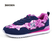 Dekesen Women canvas shoes flower print casual shoes women 2016 hot fashion platform sport walking shoes chaussure femme 75302