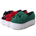 2016 Slipony Autumn Winter Moccasin Womens Fashion Creepers Shoes Bow Women Flats Loafers Ladies Slip On