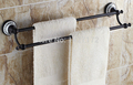 Wall Mounted Classical Oil Rubbed Bronze Ceramic Style Bathroom Towel Rack Holder Dual Towel Bar