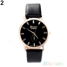 Men ‘ s mujeres de ginebra de moda Faux Leather Band cuarzo analógico reloj de pulsera 2LS9