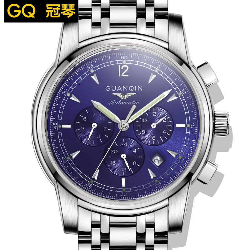 Men Watches 2015 GUANQIN Luxury Brand Automatic Mechanical Watches Men Stainless Steel Luminous Waterproof Wristwatches