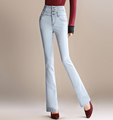 High waist casual denim jeans slimming pants for women plus size full length flare pants spring