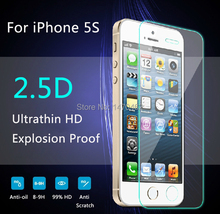 For iPhone 5 5s 5c Explosion Proof Premium Tempered Glass 2 5D 9H LCD Clear Screen