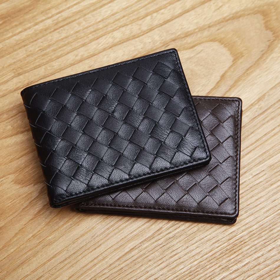 LAN Free shipment  men's  leather wallet small wallet men's pocket wallet slim leather wallet brand wallet hot sale woven wallet