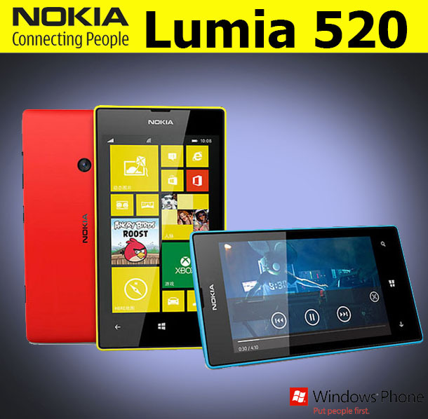 Original 520 Nokia Lumia 520 Windows Mobile Phone 8 Dual core 8GB ROM 5MP GPS Wifi