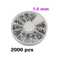 Bling Bling 2000 1.5mm Clear Transparent Round Glitter Nail Art Rhinestones Wheel V3NF