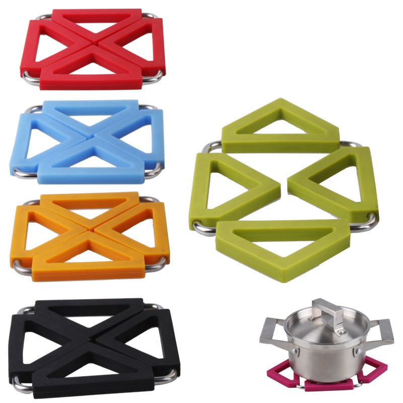 Description Picture 6 of itemFoldable Square Kitchen Insulation Hot Pad Trivet Coaster Heat Resistant Pads Trivets Mat Multipurpose Silicone Pot Holder