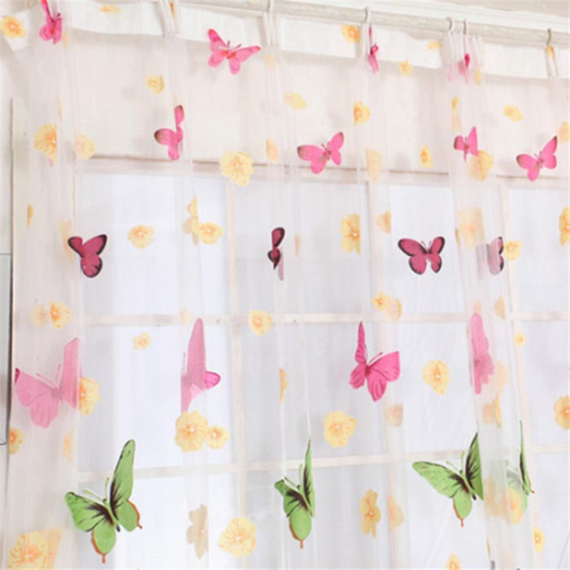 1 pcs butterfly print sheer window panel curtains room divider new vogue ebay.
