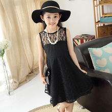 New 2016 Summer Children Girl Sleeveless Lace Dress Kids Clothes Cotton Child Party Princess Tank Girl Dress Sundress Age 4-12t