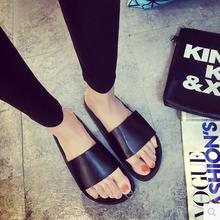 2016 Summer Women’s Slippers Casual Slides Black Women Sandals Flat Sandals Flip Flops Open Toe Beach Shoes Sapatos Feminino