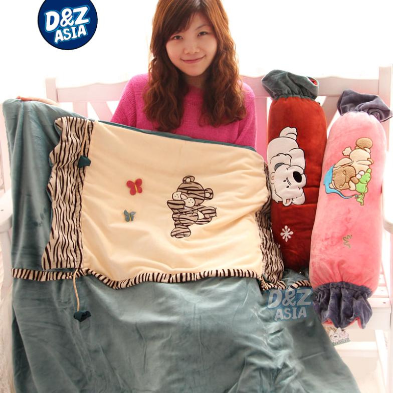 Cute cartoon tiger plush bear candy cotton cushion pillow quilt dual air conditioning plush animal blankets