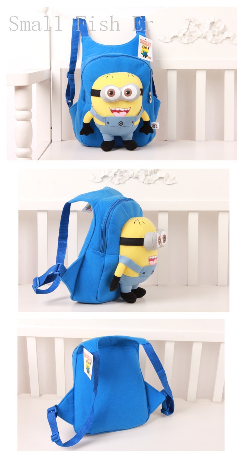 3D eyes Despicable Me Minion Plush Backpack Cartoon children\'s Stationery backpack (3)