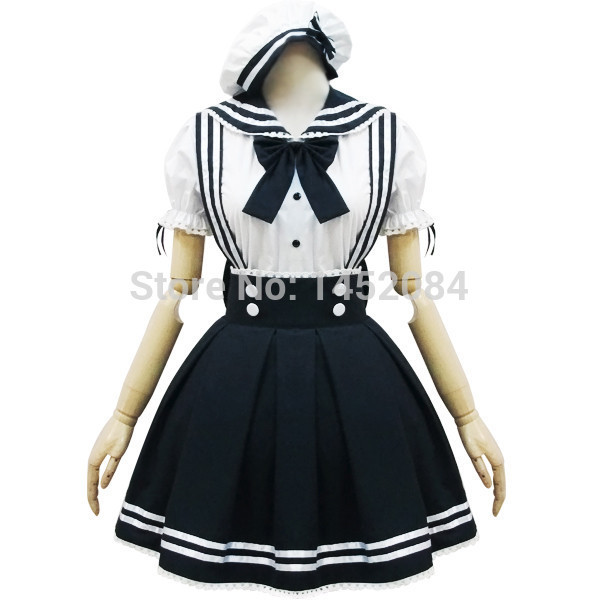 Halloween Maidservant Style Girl's Sexy Cosplay Sailor Navy Uniform Lolita French Maid Costume Student Dress