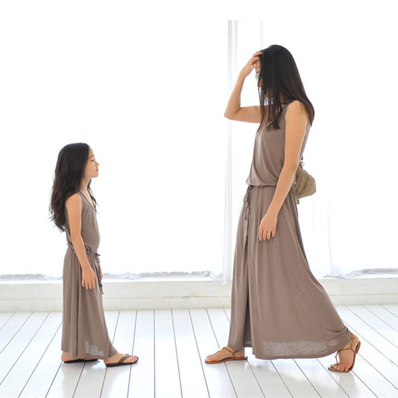 2016 font b Family b font Look Mother and Daughter Dresses Long Loose Summer Maxi Dress